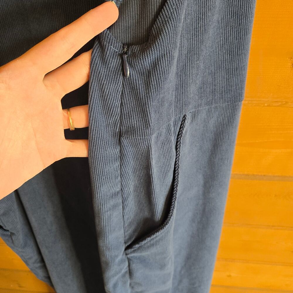 Shein Curve Corduroy Overalls Jogger 2XL Blue Fall Cottagecore Boho Granola Y2K - Picture 5 of 5